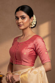 Peach Banarasi Katan Silk Blouse 10076214