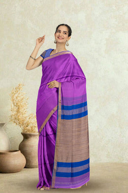 Purple Maheshwari Silk Cotton Saree 10075238