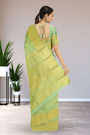 Wild Willow Green Pure Zari Bridal Kanjivaram Silk Saree 10063052