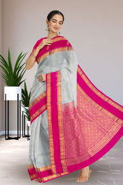 Grey Handloom Kanjivaram Soft Silk Saree 10075689