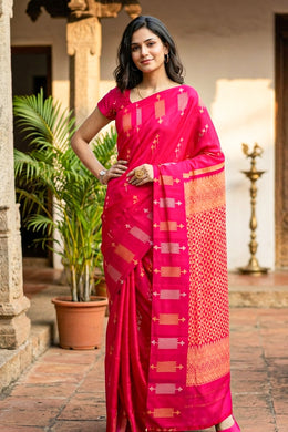 Magenta Pink Gadwal Kuttu Silk Saree 10077059