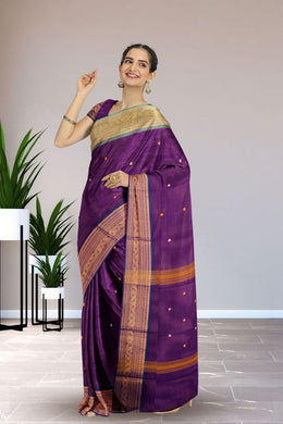 Purple Handloom Chettinad Cotton Saree 10075113