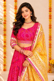 Pink Handcrafted Kota Doria Cotton Lehenga 10064752