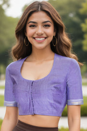 Lavender Aari Embroidered Mangalgiri Cotton Blouse 10070740