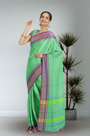 Green Handloom Chettinad Cotton Saree Without Blouse 10075148