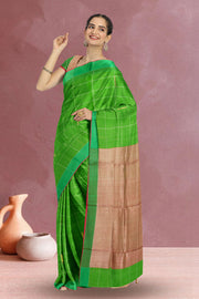Green Chanderi Silk Cotton Saree 10075380