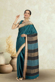 Blue Maheshwari Silk Cotton Saree 10075248
