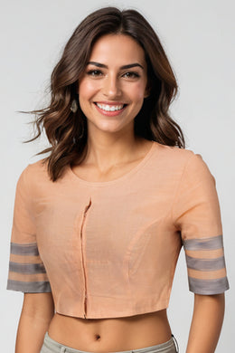 Peach Andhra Cotton Blouse 10074423