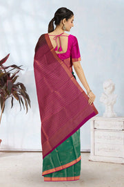 Green Kanjivaram Vegan Silk Saree 10076038