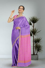  Lavender Maheshwari Silk Cotton Saree 10075261
