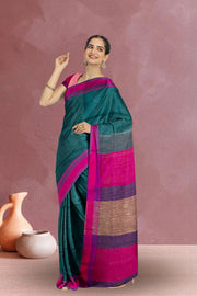 Blue Maheshwari Silk Cotton Saree 10075247