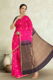 Electric Pink Kanjivaram Silk Saree 10075617