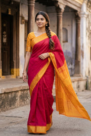 Maroon Handloom Kanchi Silk Cotton Saree 10078092