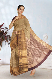 Brown Pure Silk Kanjivaram Saree 10071882