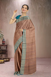 Vintage Brown Kanjivaram Vegan Silk Saree 10075557