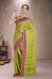 Kanjivaram Vegan Viscose Silk Saree Android Green Color Block Design 10075556
