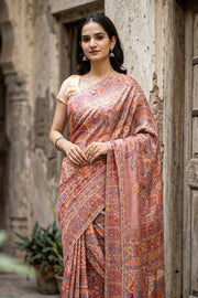 Cream Handloom Kashmiri Kani Silk Saree 10076932