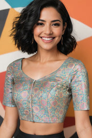 Green Banarasi Silk Blouse 10075010