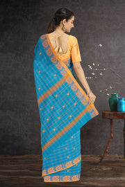 Blue Handloom Chettinad Cotton Saree 10075869