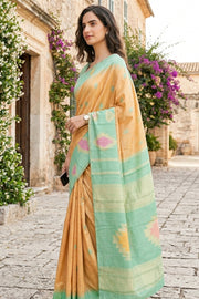 Kanjivaram Vegan Viscose Silk Beige Color Jute Style Finish 10075601
