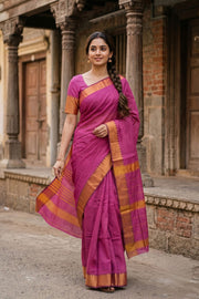 Magenta Pink Kanjivaram Silk Cotton saree 10077964