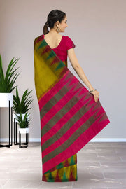 Yellowish Green Korvai Kanjivaram Silk Saree 10065782