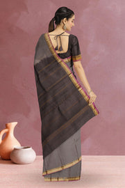 Grey Handloom Pure Zari Kanjivaram Silk Saree 10060046