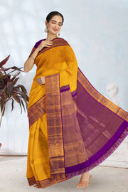  Marigold Korvai Kanjivaram Silk Saree 10075661