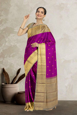 Violet Handloom Kanjivaram Silk Saree 10065562