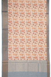 Beige Floral Printed Semi Linen Saree 10077988