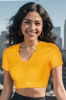 Yellow Maheshwari Silk Cotton Blouse 10075045