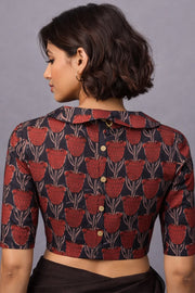 Black Jahota Printed Cotton Blouse 10072525