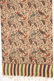 Beige Kani Printed Silk Unisex Stole 10077881