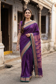 Purple Kanjivaram Silk Cotton Saree 10077974