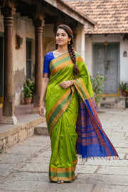 Green Handloom Kanchi Silk Cotton Saree 10077991