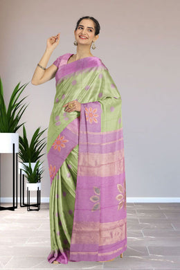  Pastel Pistachio Fancy Kanjivaram Vegan Silk Saree 10075594