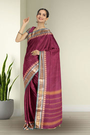 Red Handwoven Kanchi Cotton Saree 10063501