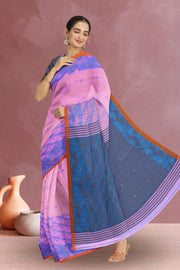 Pink Bengal Handwoven Jamdani Style Cotton Saree 10075332