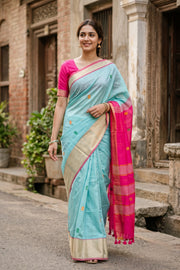 Blue Kanjivaram Silk Cotton Saree 10077968