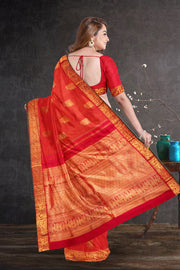Husker Red Nakashi Kanjivaram Silk Saree 10075525