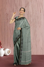 Grey Handloom Chettinad Cotton Saree Without Blouse 10075164