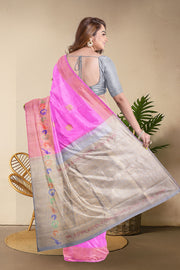 Pink Bridal Fancy Kanjivaram Silk saree with Paithani Pallu 10075517