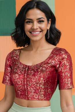 Maroon Banarasi Silk Blouse 10075011