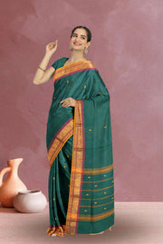 Green Handloom Chettinad Cotton Saree Without Blouse 10075151