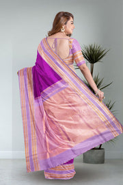 Dark Magenta Korvai Kanjivaram Silk Saree 10075521