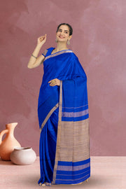 Blue Maheshwari Silk Cotton Saree 10075236