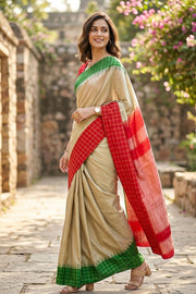 Pista Green Gadwal Kuttu Silk Saree With Temple Border 10077049