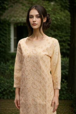 Cream Chikankari Embroidery Cotton Kurta 10071472