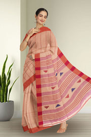 Beige Bengal Handwoven Cotton Saree 10075334