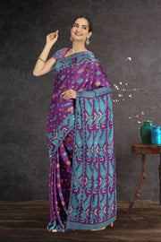 Purple Handloom Jamdani Style Cotton Saree with Blouse 10074230